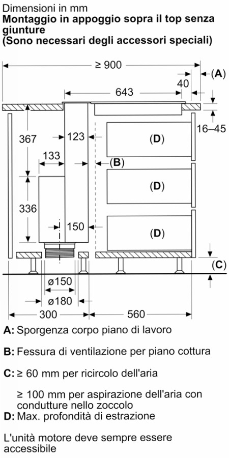N90 Cappa Telescopica Piano 80 cm