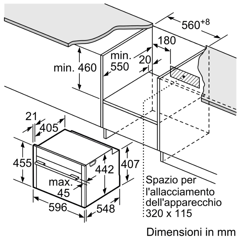 N 90 Forno da incasso compatto a vapore 60 x 45 cm Graphite-Grey