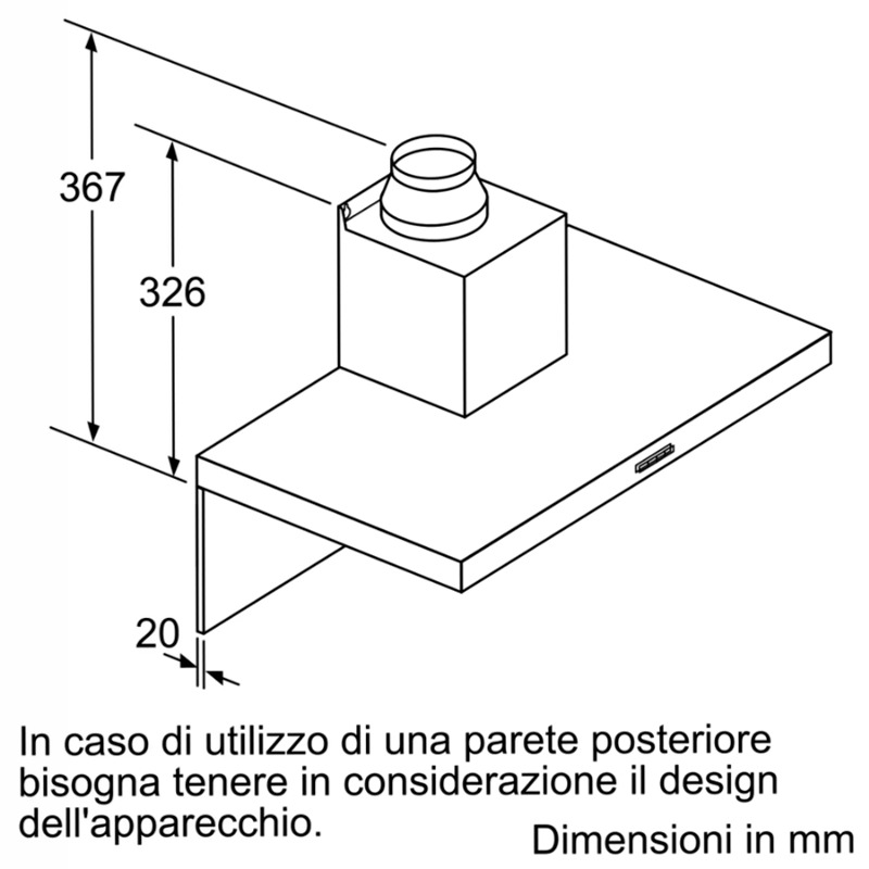 N 30 Cappa a parete 60 cm Acciaio inox