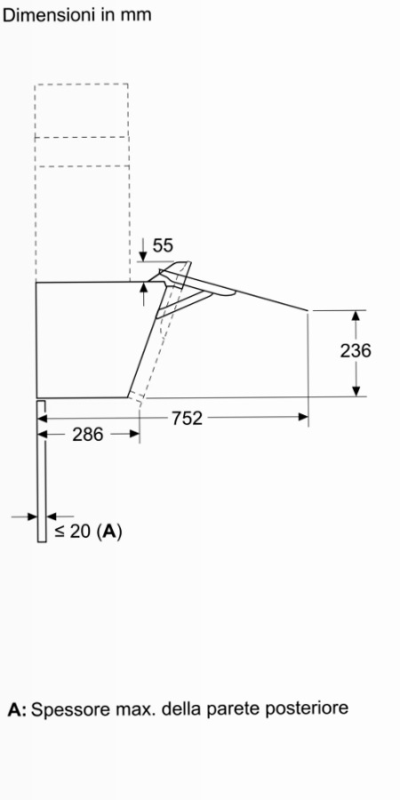 N 50 Cappa a Parete 60 cm In Vetro Nero