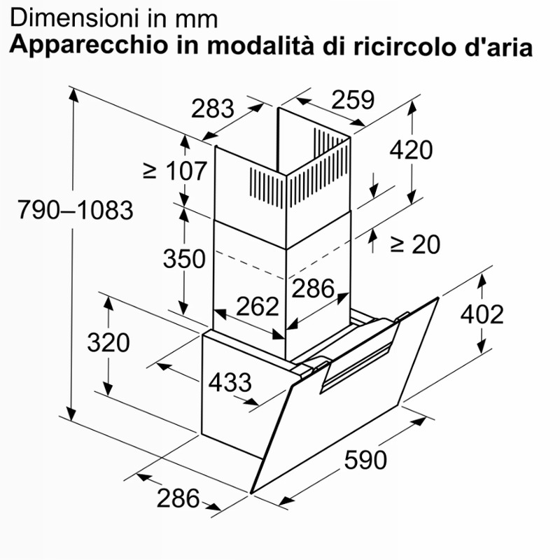 N 50 Cappa a Parete 60 cm In Vetro Nero