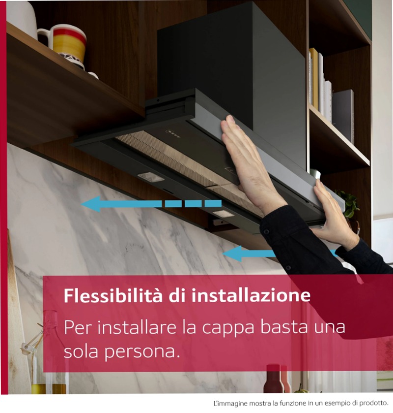 N 90 Cappe Integrate Pensile 90 cm Vetro Nero