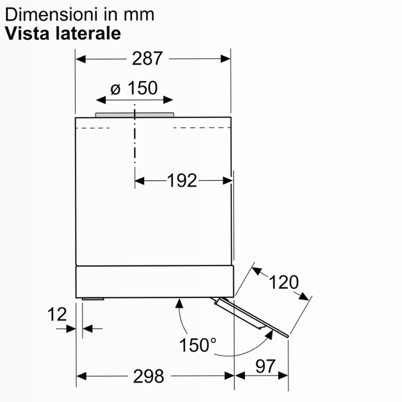 N 90 Cappe Integrate Pensile 90 cm Vetro Nero