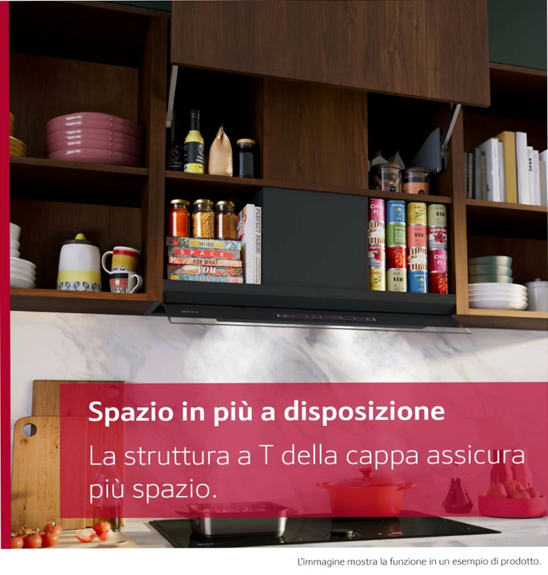 N 90 Cappe Integrate Pensile 90 cm Vetro Nero