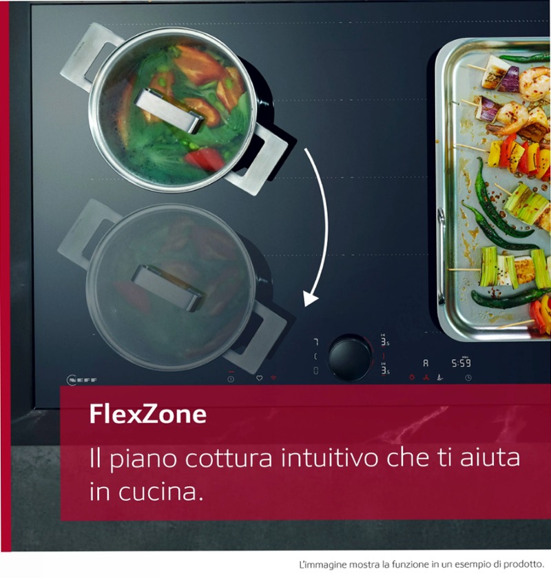 N 90 Piano Cottura a Induzione 80 cm Nero Opaco, Flex Design