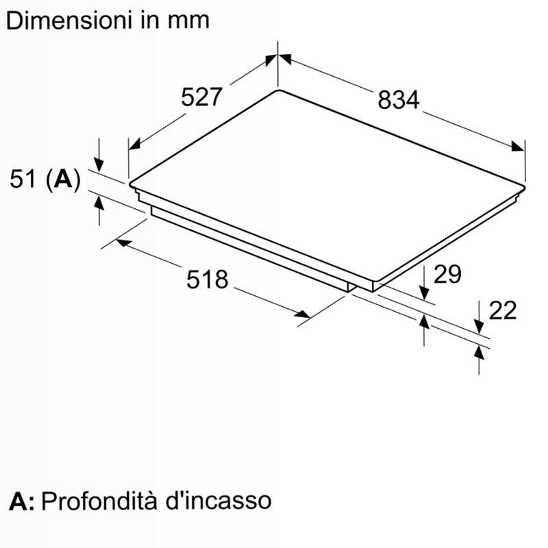 N 90 Piano Cottura a Induzione 80 cm Nero Opaco, Flex Design