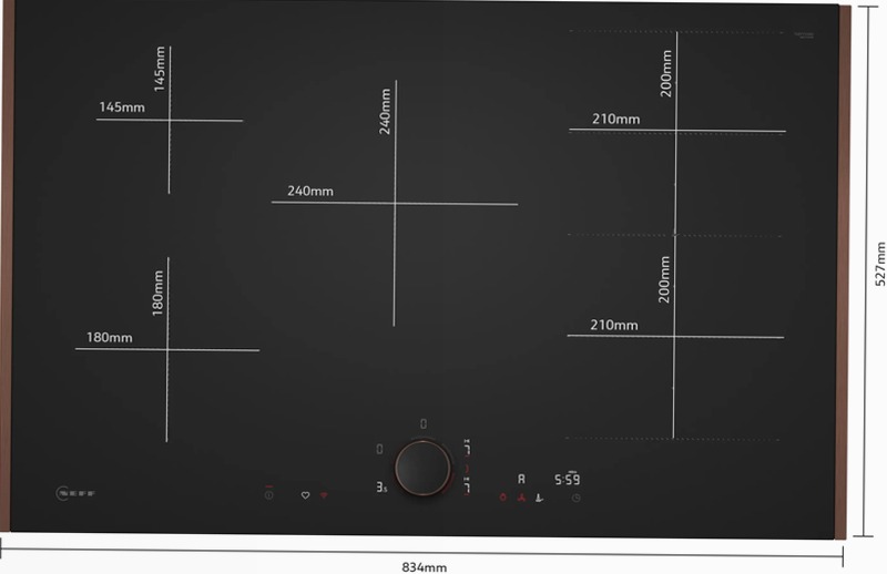 N 90 Piano Cottura a Induzione 80 cm Nero Opaco, Flex Design