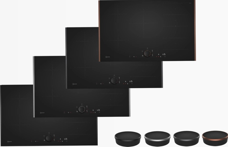N 90 Piano Cottura a Induzione 80 cm Nero Opaco, Flex Design
