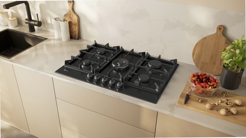 N 70 Piano Cottura a Gas 75 cm Acciaio Smaltato, Nero