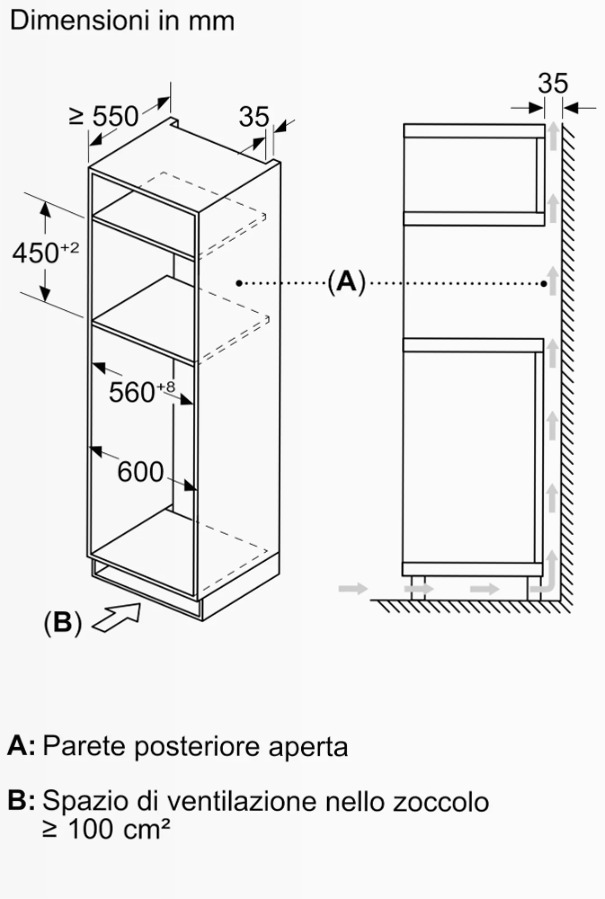 N 50 Microonde da incasso con cottura ventilata 60 x 45 cm Acciaio inox