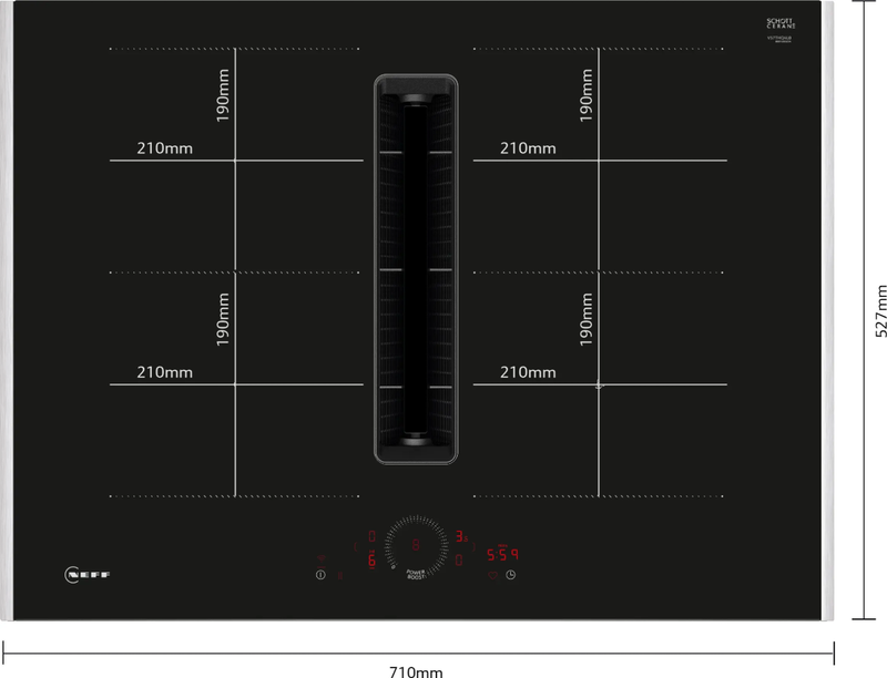 N 70 Piano a induzione con cappa integrata 70 cm