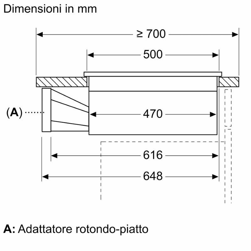 N 70 Piano a induzione con cappa integrata 70 cm