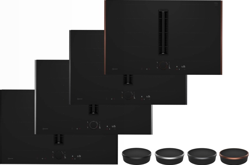 N 90 Piano a induzione con cappa integrata 80 cm Nero opaco, Flex Design