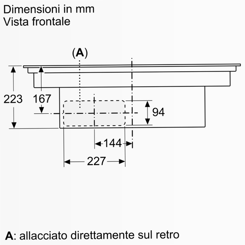N 90 Piano a induzione con cappa integrata 80 cm Nero opaco, Flex Design