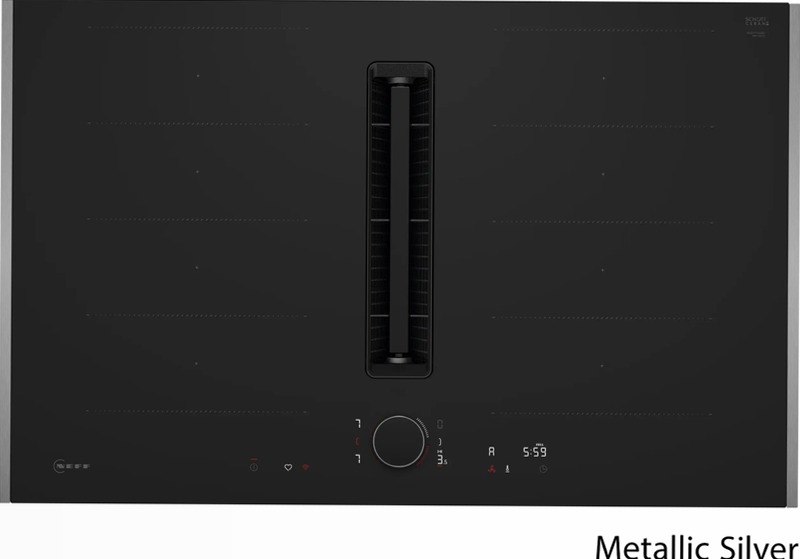 N 90 Piano a induzione con cappa integrata 80 cm Nero opaco, Flex Design