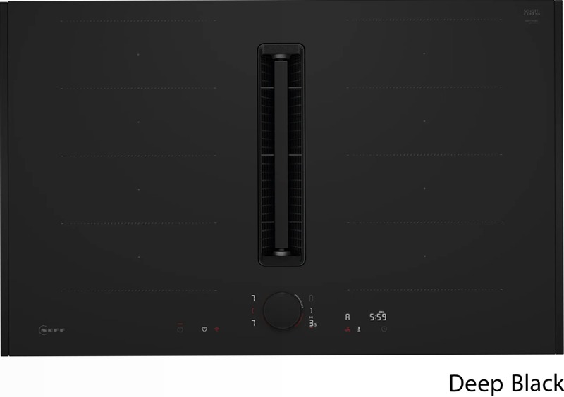 N 90 Piano a induzione con cappa integrata 80 cm Nero opaco, Flex Design