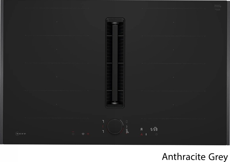 N 90 Piano a induzione con cappa integrata 80 cm Nero opaco, Flex Design