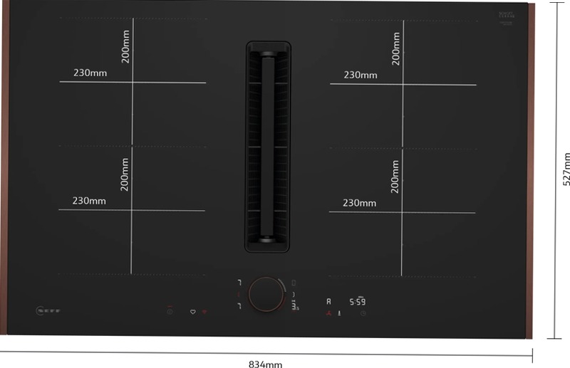 N 90 Piano a induzione con cappa integrata 80 cm Nero opaco, Flex Design