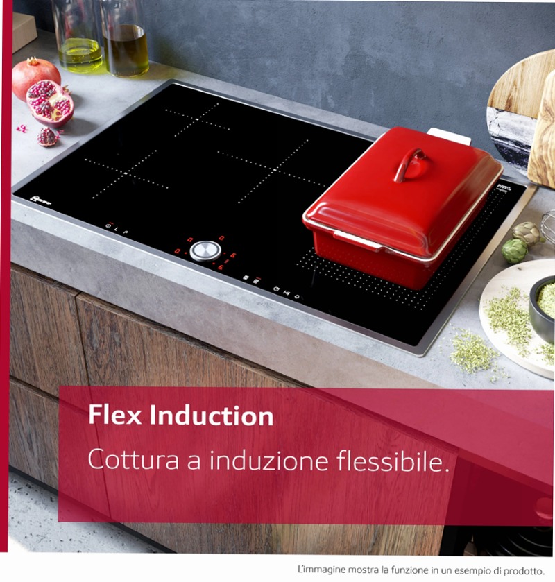 N 90 Piano a induzione con cappa integrata 80 cm Nero opaco, Flex Design