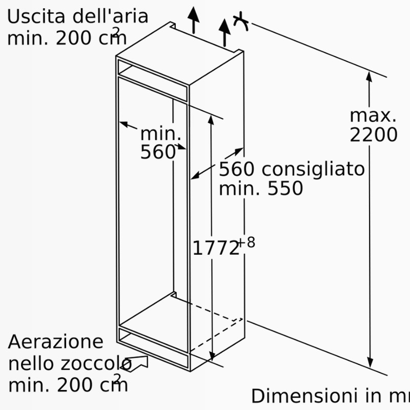 N 70 Built-in Freezer 177.2 x 55.8 cm