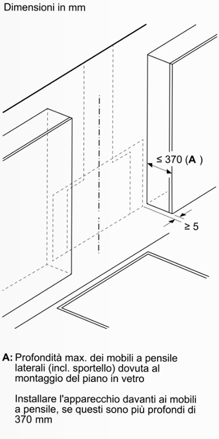 N 70 Cappa a Parete 80 cm In Vetro Nero