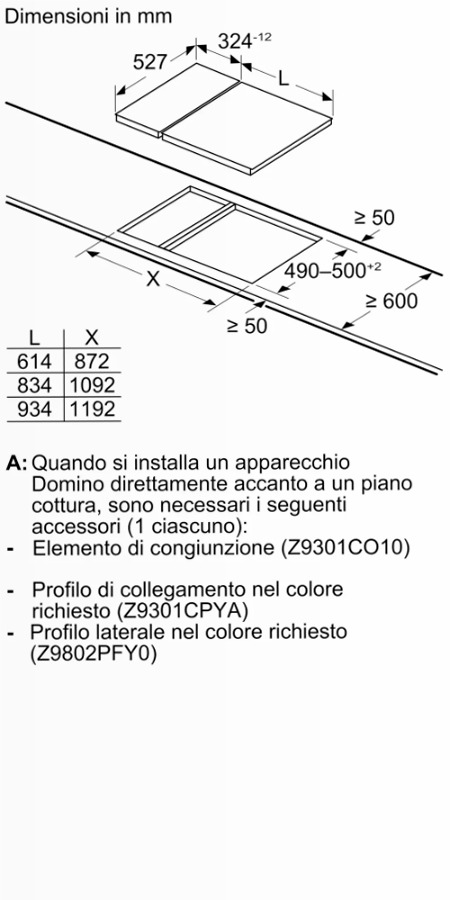 Domino N90 - Piano Cottura a Gas 30 cm Vetroceramica Nero