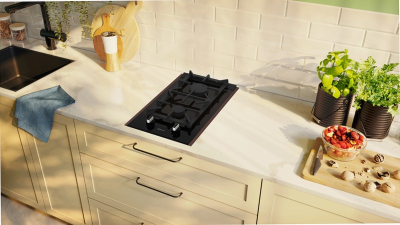 Domino N90 - Piano Cottura a Gas 30 cm Vetroceramica Nero