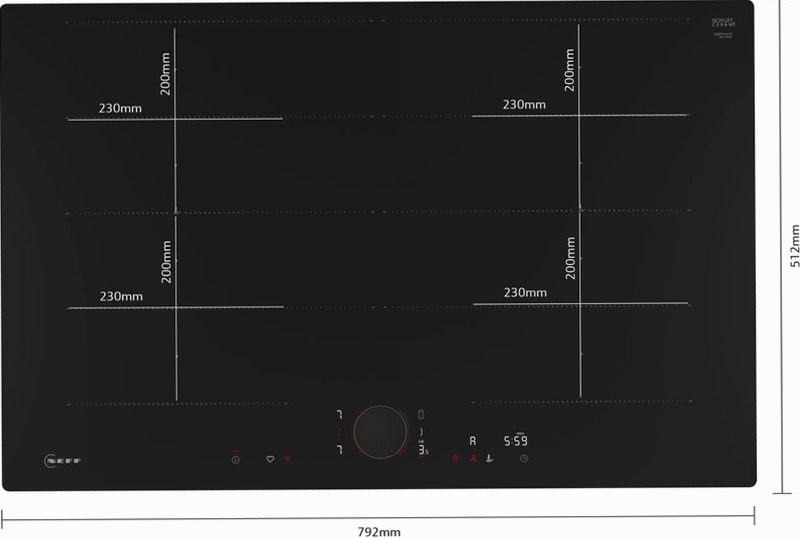 N 90 Piano Cottura a Induzione 80 cm Flush Mount