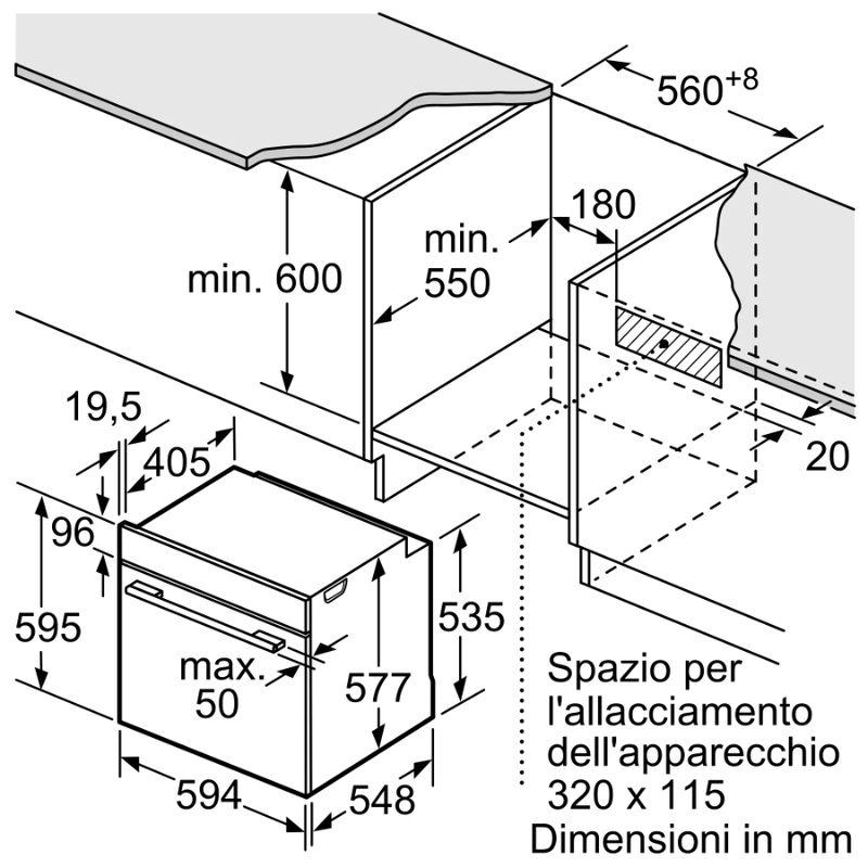 N 50 Forno con vapore 60x60 cm Acciaio inox