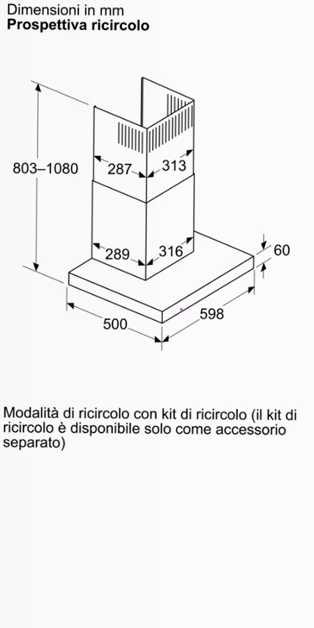 Cappa a Parete N 50 Nero Opaco