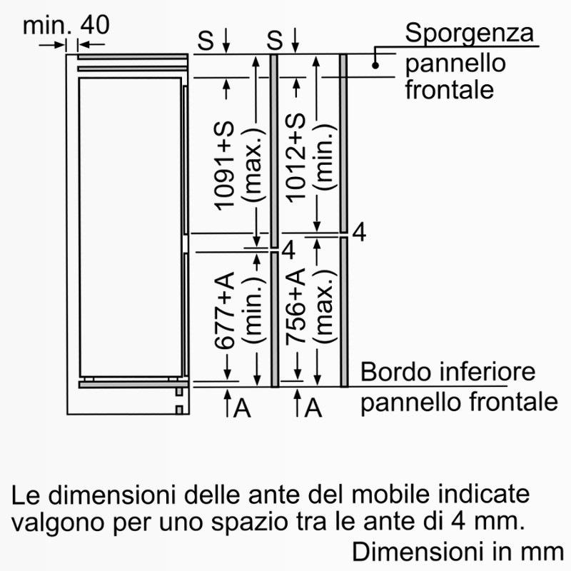 Frigorifero N30 Combinato da Incasso