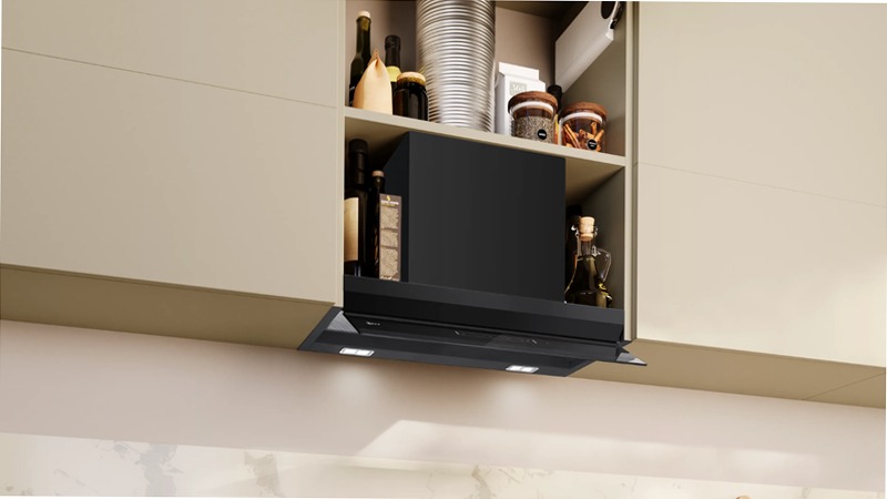 N 70 Cappe Integrate Pensile 60 cm Vetro Nero