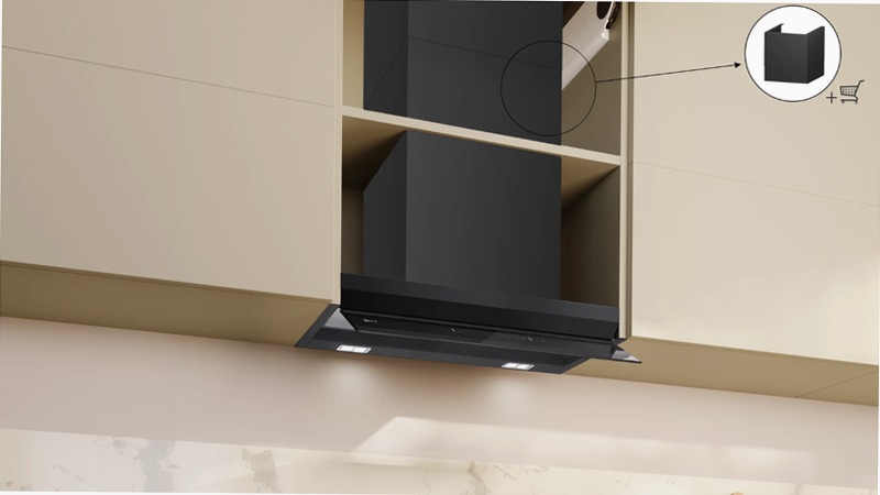 N 70 Cappe Integrate Pensile 60 cm Vetro Nero