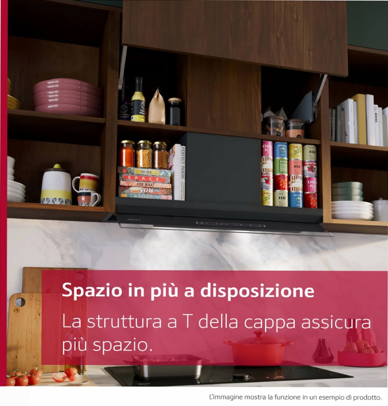 N 70 Cappe Integrate Pensile 60 cm Vetro Nero