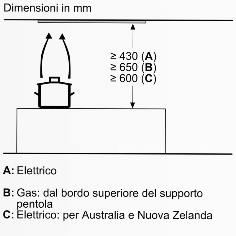 N 70 Cappe Integrate Pensile 60 cm Vetro Nero