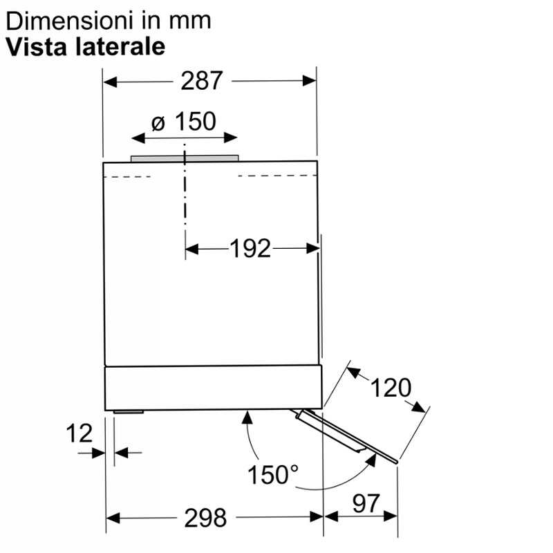 N 70 Cappe Integrate Pensile 60 cm Vetro Nero