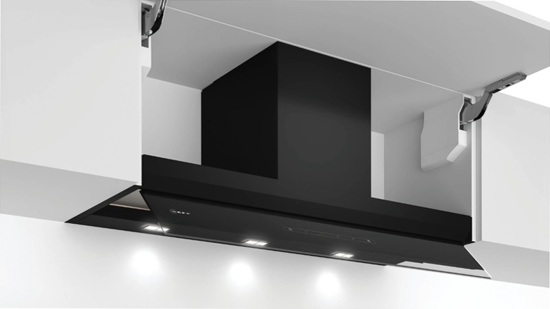 N 70 Cappe integrate nel pensile 90 cm In vetro nero, Nero