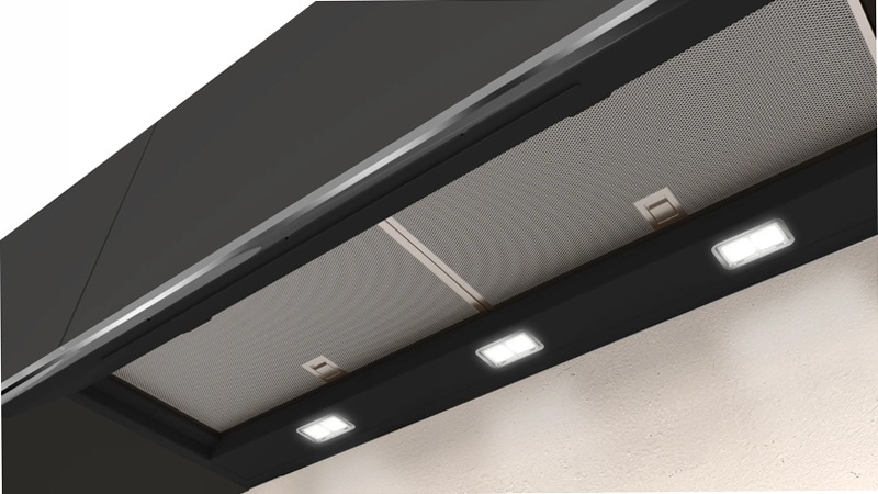 N 70 Cappe integrate nel pensile 90 cm In vetro nero, Nero