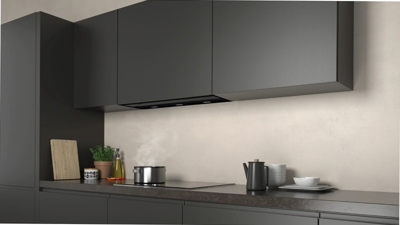 N 70 Cappe integrate nel pensile 90 cm In vetro nero, Nero