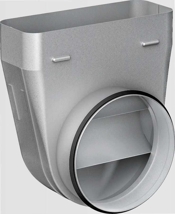 Adapter duct ⌀ 150 mm, 90° round-flat