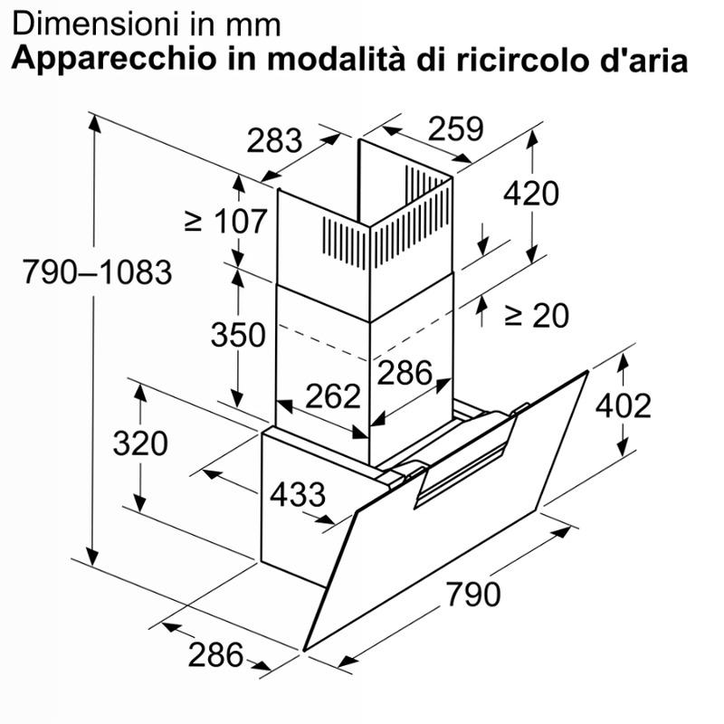 N 50 Cappa a Parete 80 cm In Vetro Nero, Nero