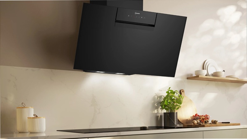 N 50 Cappa a Parete 80 cm In Vetro Nero, Nero