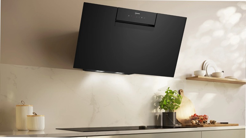 N 50 Cappa a Parete 80 cm In Vetro Nero, Nero