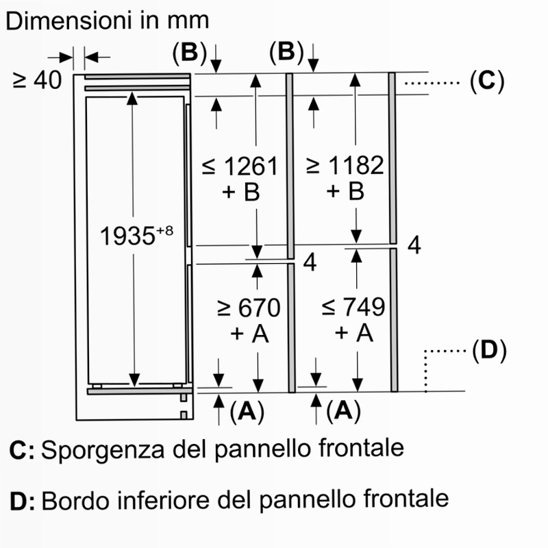 Frigorifero N50 Combinato da Incasso