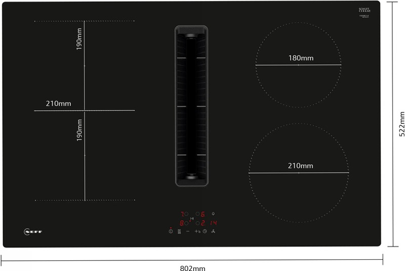 N 50 Piano a induzione con cappa integrata 80 cm