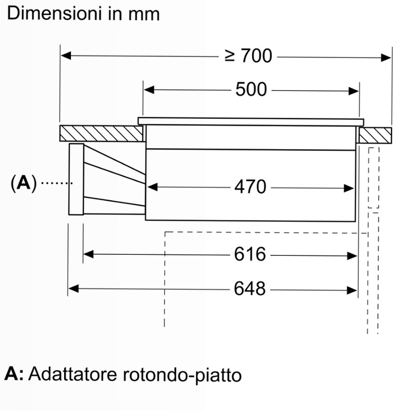 N 50 Piano a induzione con cappa integrata 80 cm