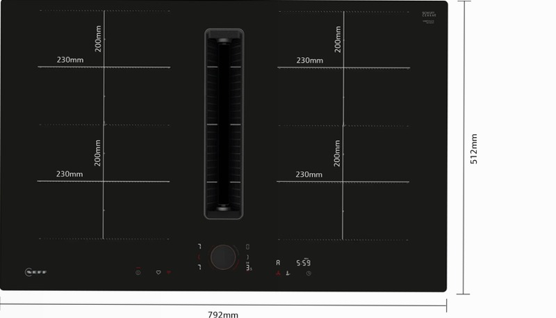 N 90 Piano a induzione con cappa integrata 80 cm