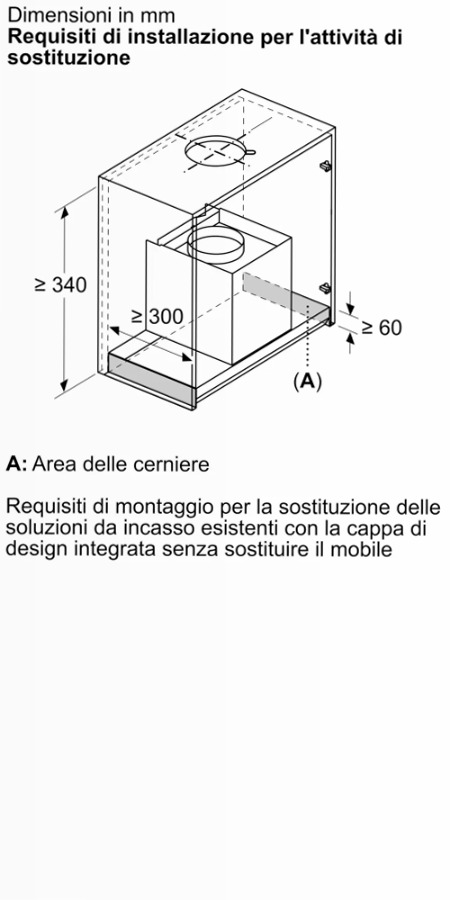 N 70 Cappe Integrate Pensile 90 cm Vetro Nero