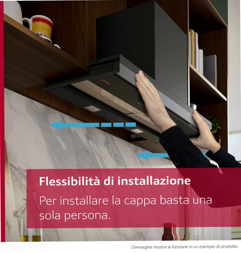 N 70 Cappe Integrate Pensile 90 cm Vetro Nero