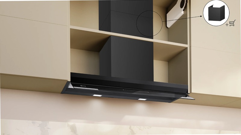 N 70 Cappe Integrate Pensile 90 cm Vetro Nero